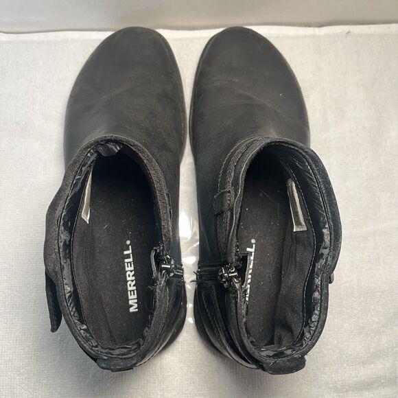Merrell Andover Bluff Booties Waterproof Boots Leather Black Women 8.5 - Picture 4 of 10